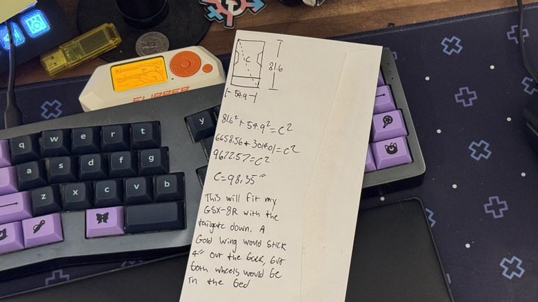 A literal envelope on Amber's desk, covered in math