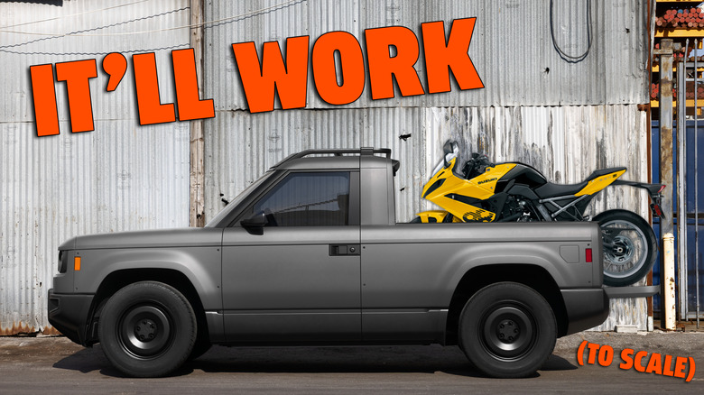 A Suzuki GSX-8R in the bed of a Slate pickup